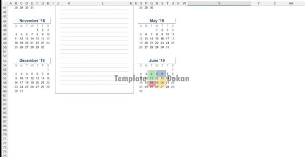 Yearly School Calendar Light Theme